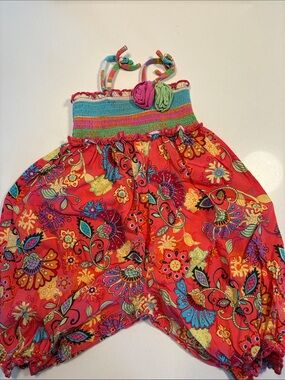 Iris & Ivy Boho Floral Red Girls Romper